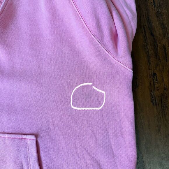 NWOT J. Crew Garment Dyed V-Neck Cotton Terry Hoodie Larkspur Pink *FLAW* - Picture 6 of 11